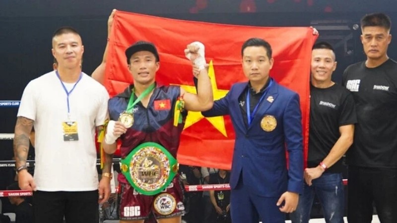 Trương Cao Minh Phát giành đại WBC Muay Thai thế giới. (Ảnh: MTR - Muay Thai Rampage).